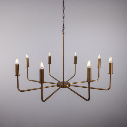 Irvine Modern Brass Chandelier, Eight-Light