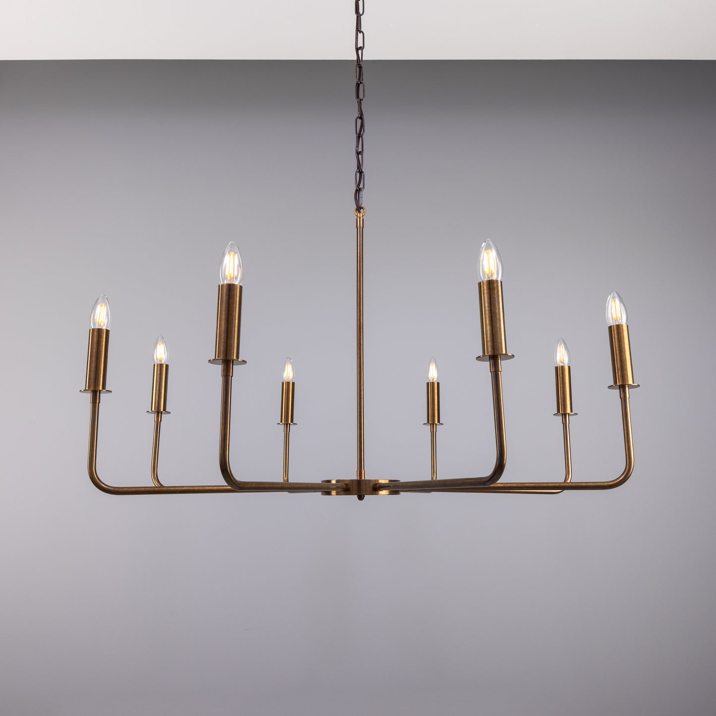 Irvine Modern Brass Chandelier, Eight-Light