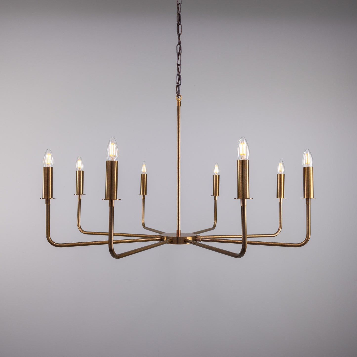 Irvine Modern Brass Chandelier, Eight-Light