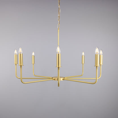 Irvine Modern Brass Chandelier, Eight-Light