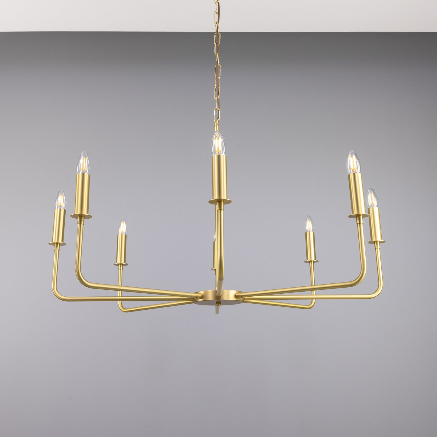 Irvine Modern Brass Chandelier, Eight-Light