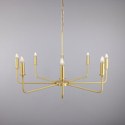 Irvine Modern Brass Chandelier, Eight-Light