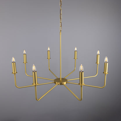 Irvine Modern Brass Chandelier, Eight-Light