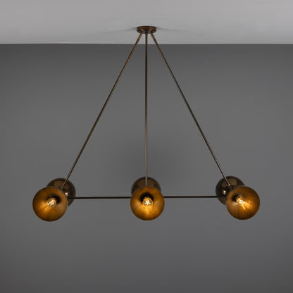 Eclipse Brass Dome Chandelier, Six-Light