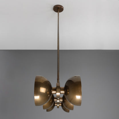 Eclipse Brass Dome Chandelier, Six-Light