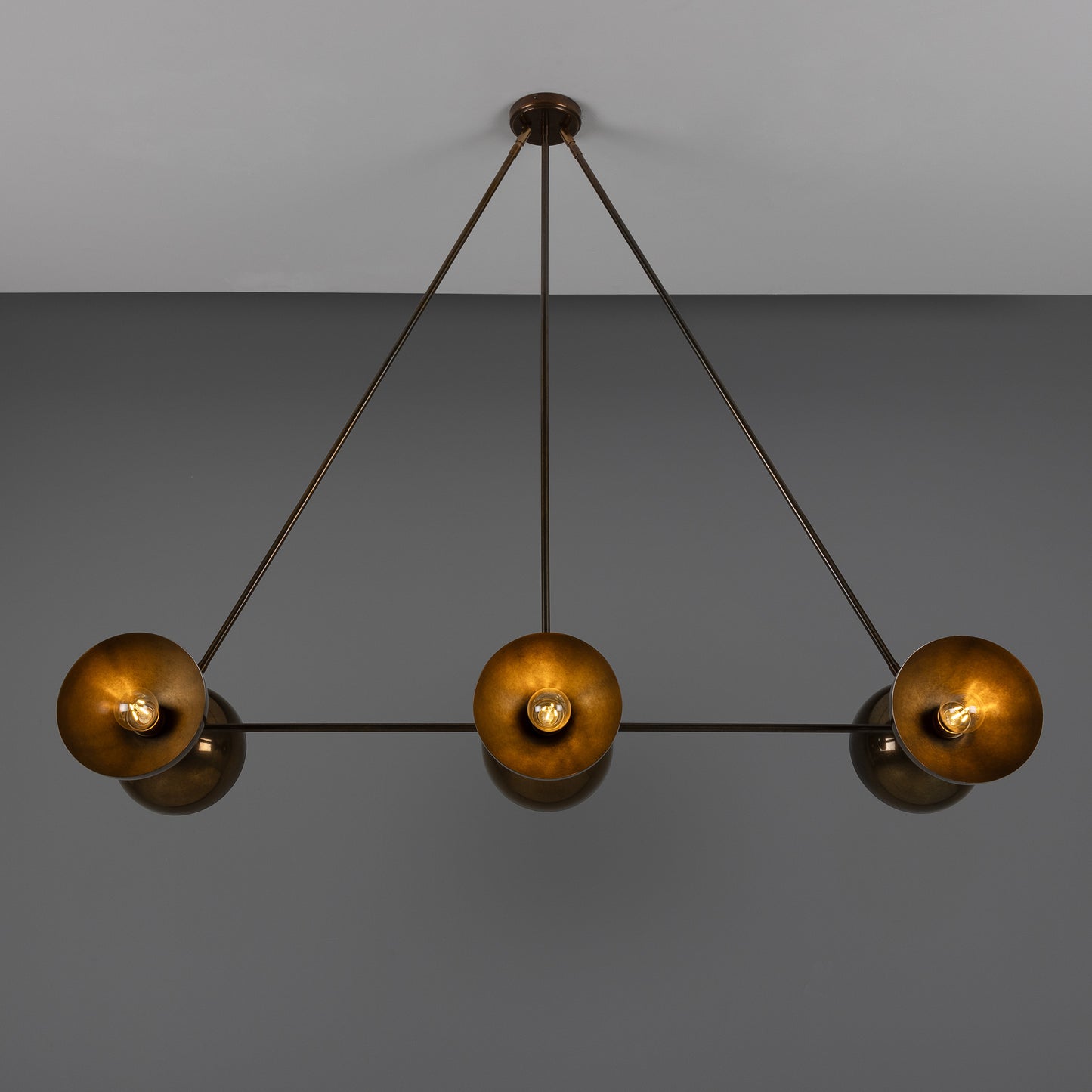 Eclipse Brass Dome Chandelier, Six-Light