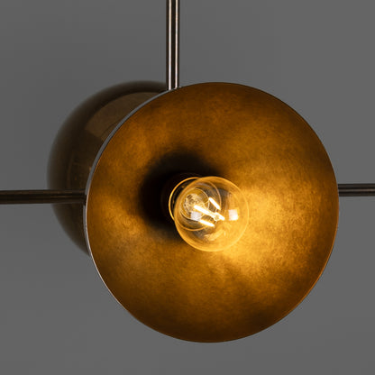 Eclipse Brass Dome Chandelier, Six-Light