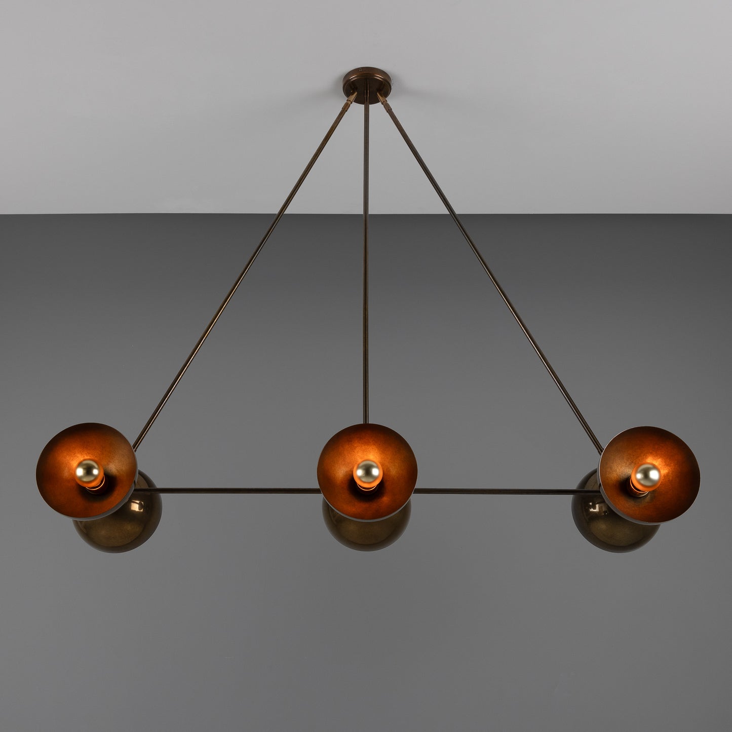 Eclipse Brass Dome Chandelier, Six-Light