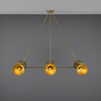 Eclipse Brass Dome Chandelier, Six-Light