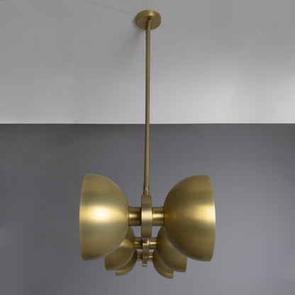 Eclipse Brass Dome Chandelier, Six-Light