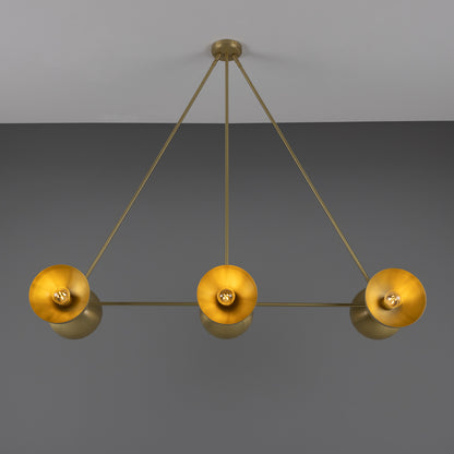 Eclipse Brass Dome Chandelier, Six-Light