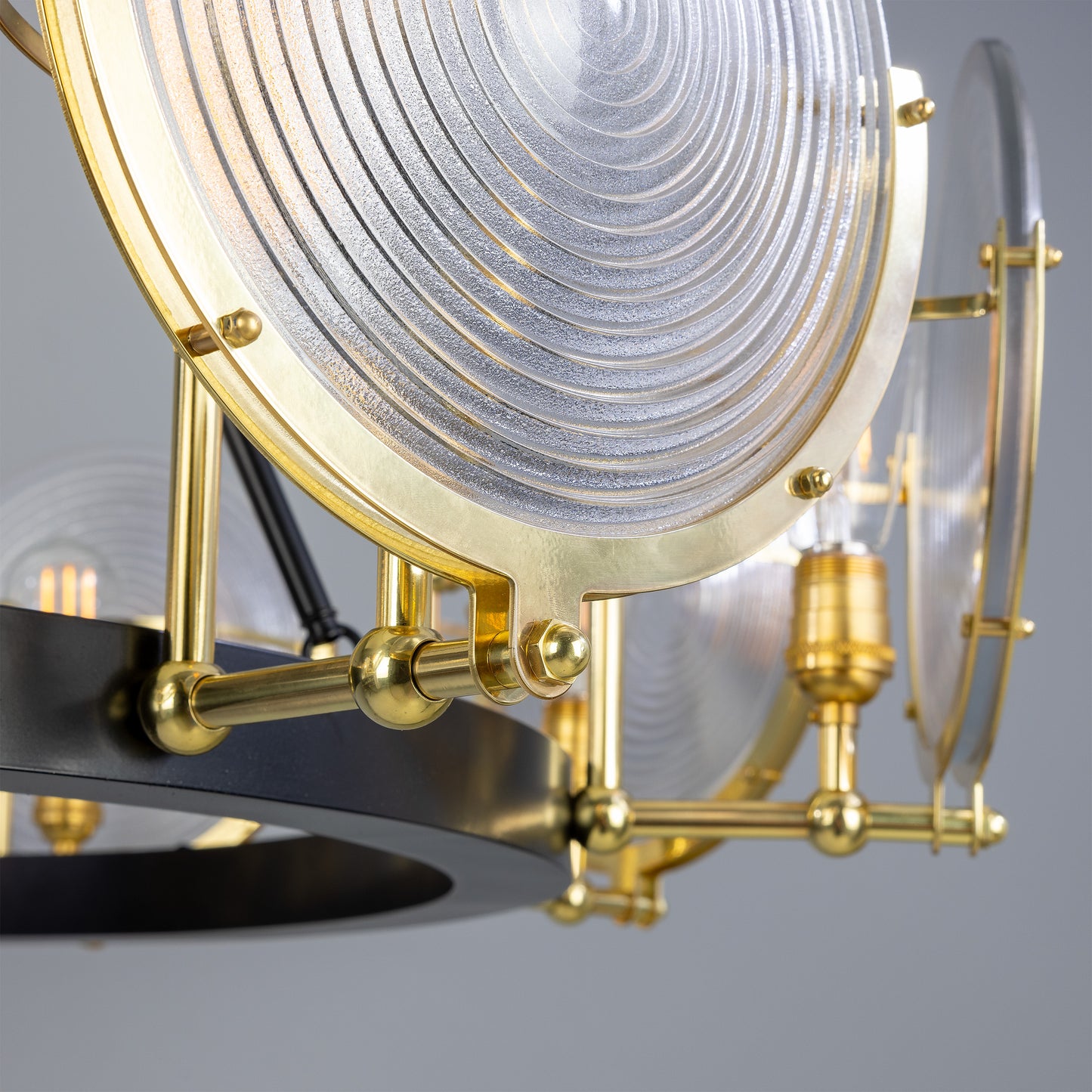 Portland Prismatic Glass Dish Chandelier, Nine-Light