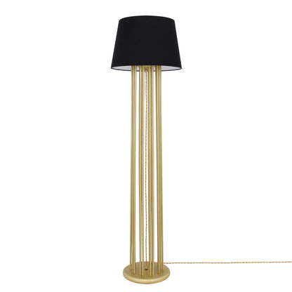 Banjul Contemporary Brass Floor Lamp with Fabric Shade