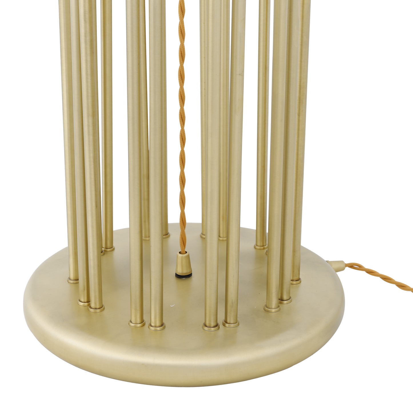 Banjul Contemporary Brass Floor Lamp with Fabric Shade