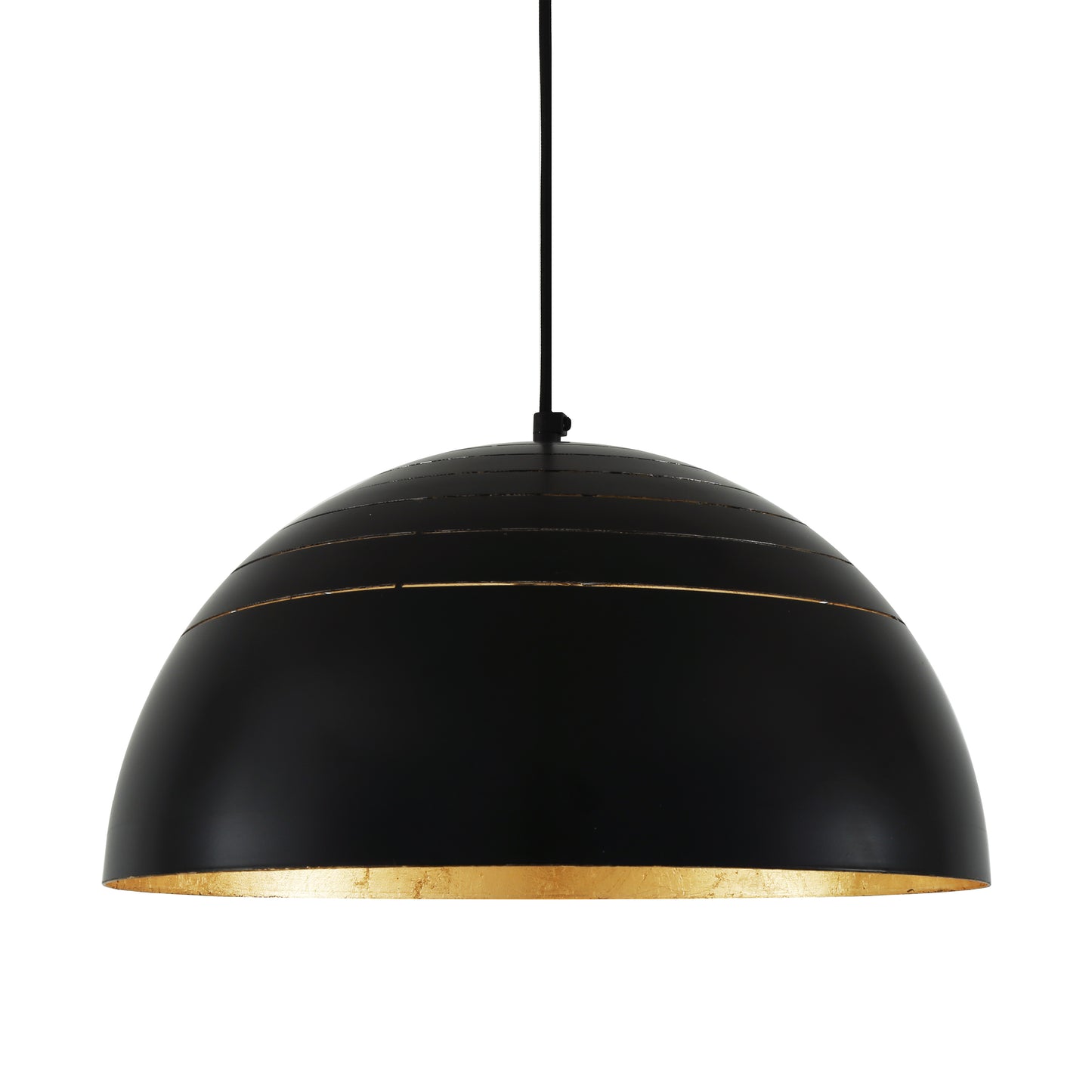 Midas Black Dome Gold Leaf Pendant Light