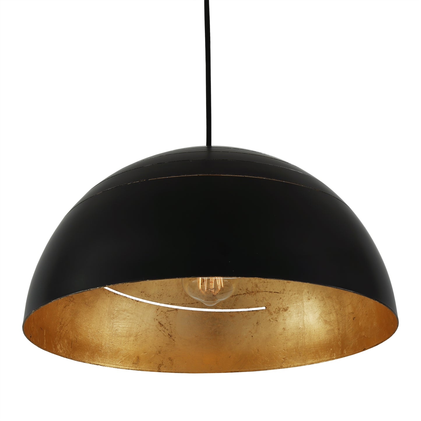 Midas Black Dome Gold Leaf Pendant Light