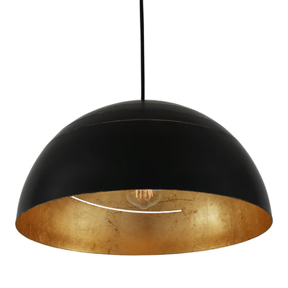 Midas Black Dome Gold Leaf Pendant Light