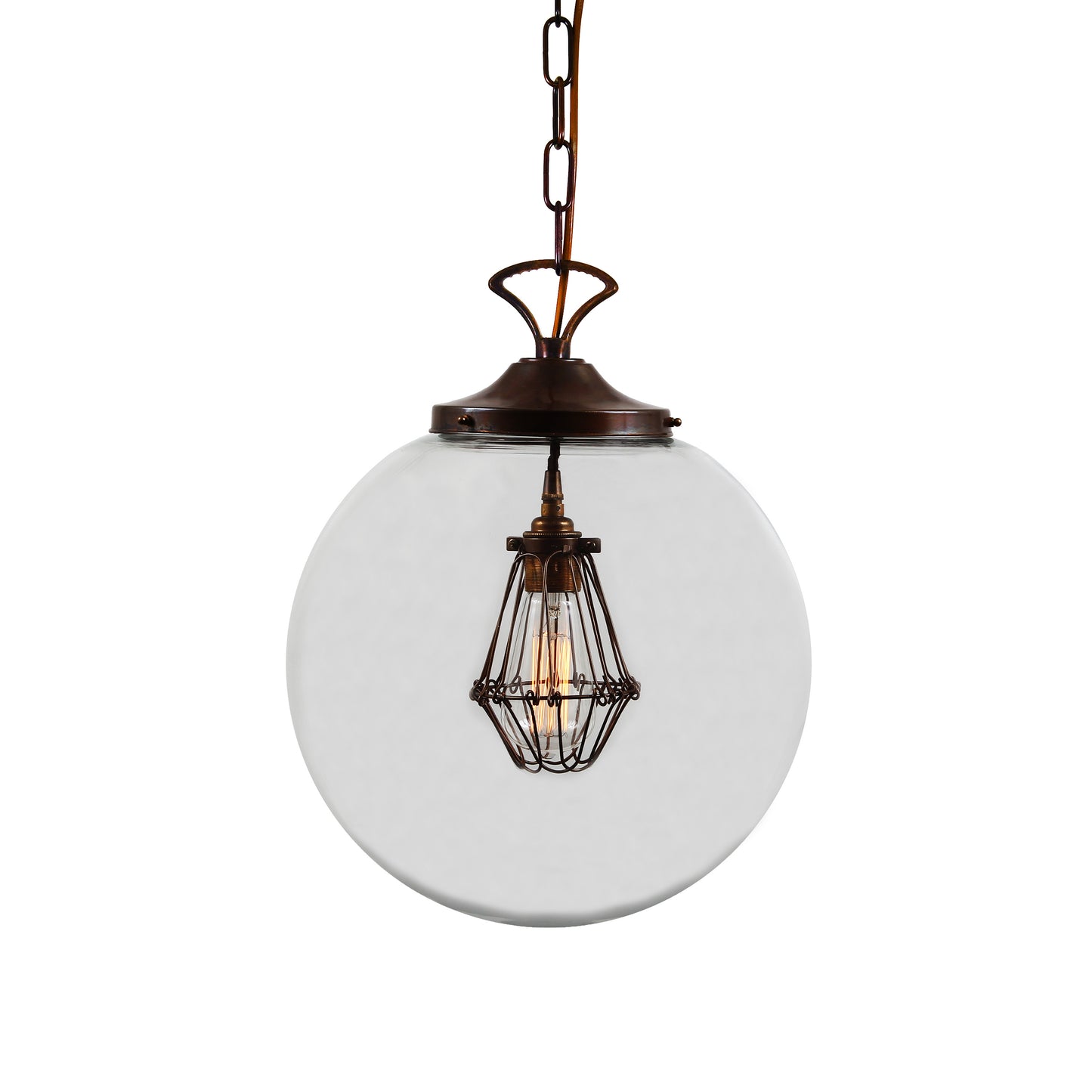 Robyn Large Clear Glass Globe Cage Pendant Light