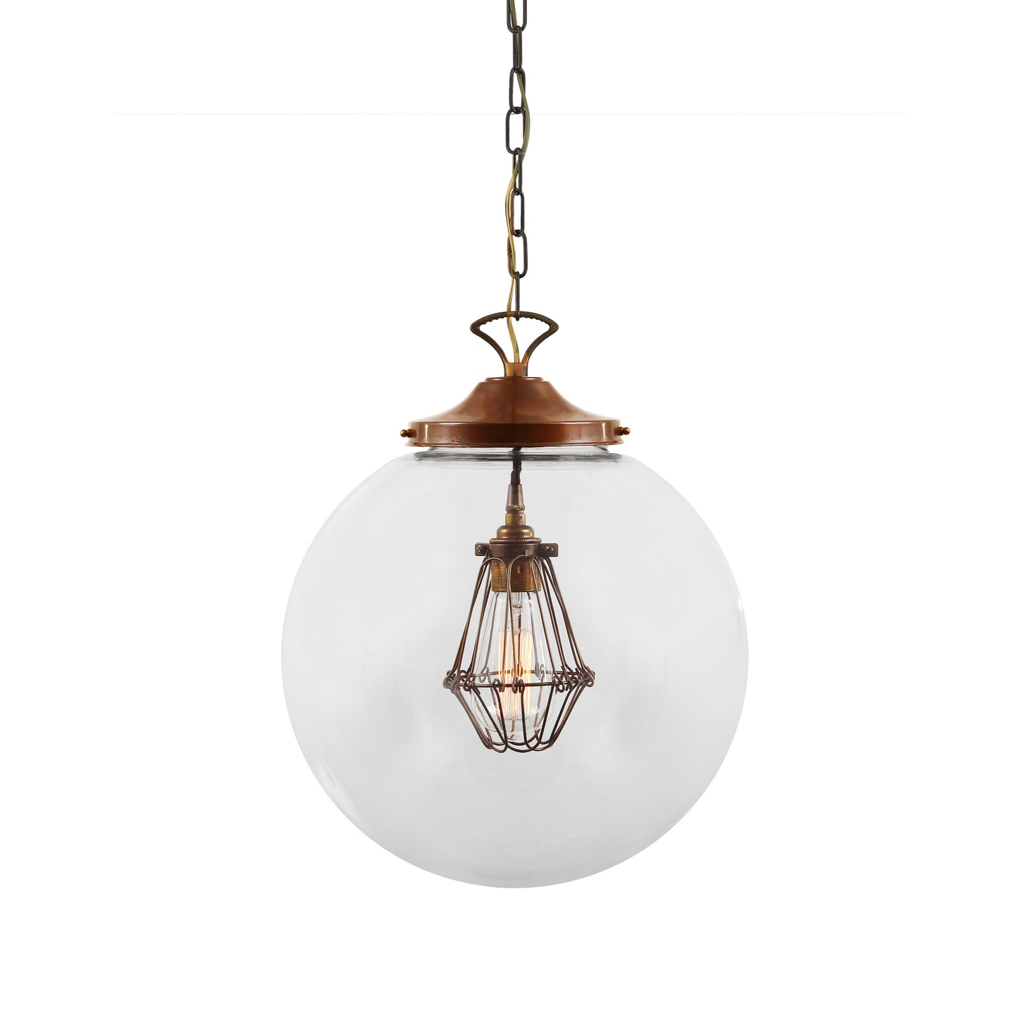 Robyn Large Clear Glass Globe Cage Pendant Light