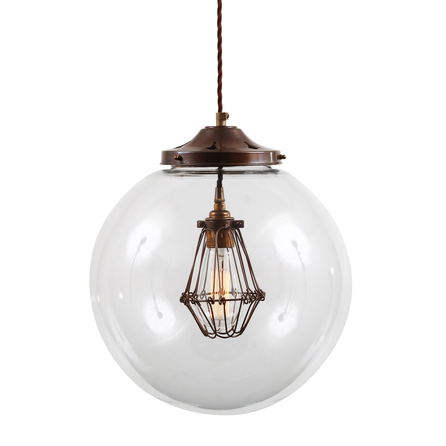 Robyn Large Clear Glass Globe Cage Pendant Light