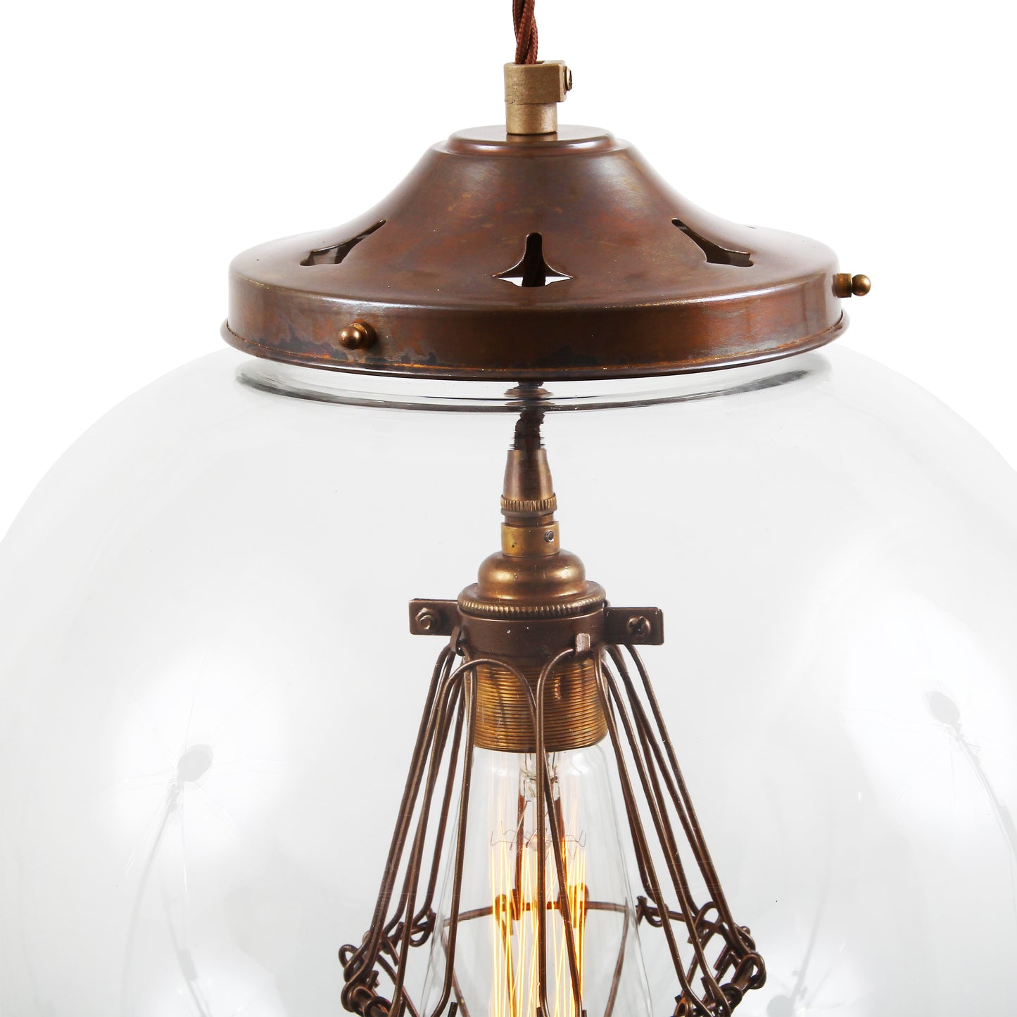 Robyn Large Clear Glass Globe Cage Pendant Light