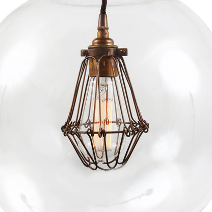 Robyn Large Clear Glass Globe Cage Pendant Light