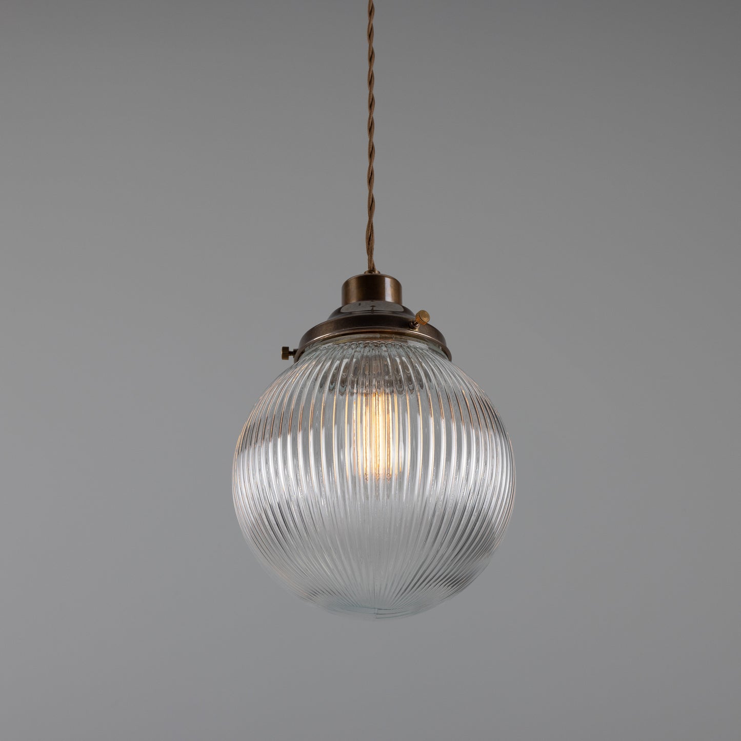 Stanley Small Holophane Glass Globe Pendant Light