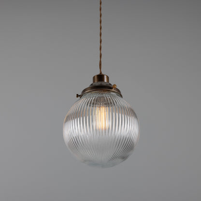 Stanley Small Holophane Glass Globe Pendant Light