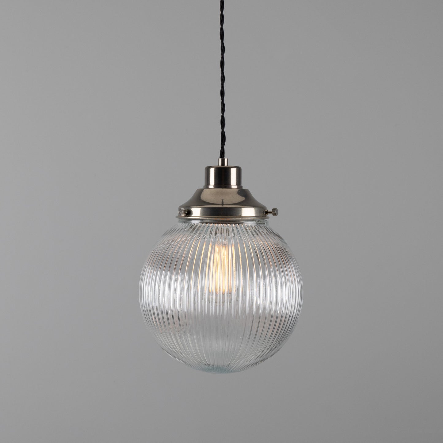 Stanley Small Holophane Glass Globe Pendant Light