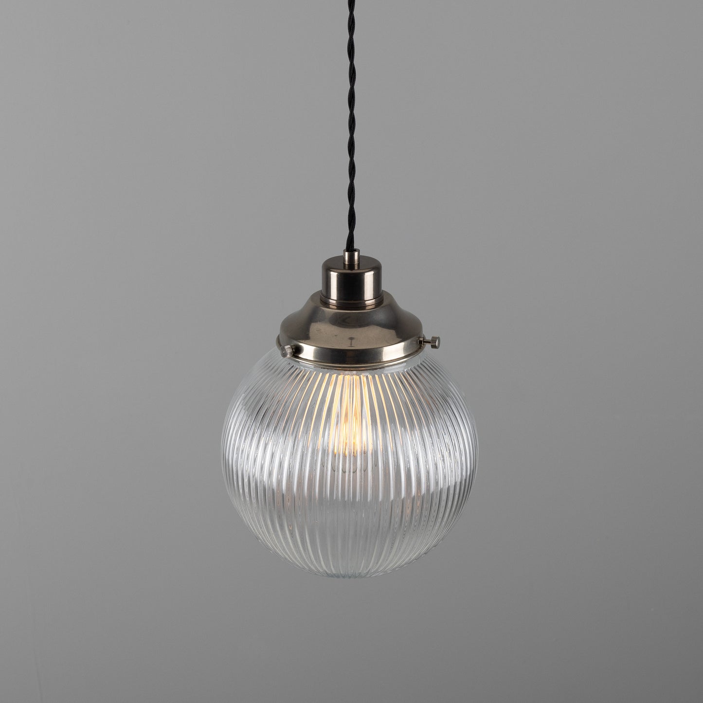 Stanley Small Holophane Glass Globe Pendant Light