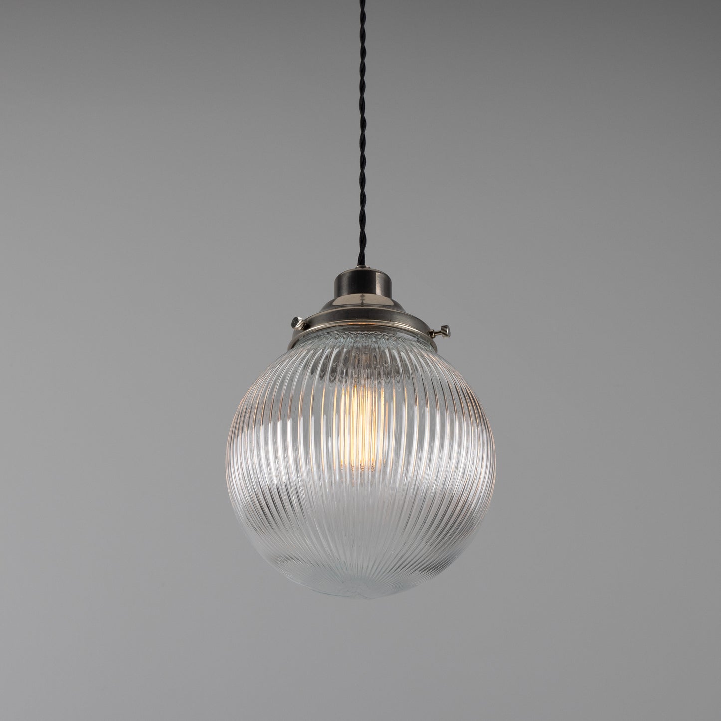 Stanley Small Holophane Glass Globe Pendant Light