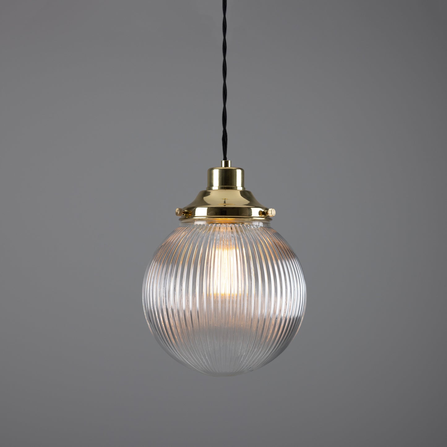 Stanley Small Holophane Glass Globe Pendant Light