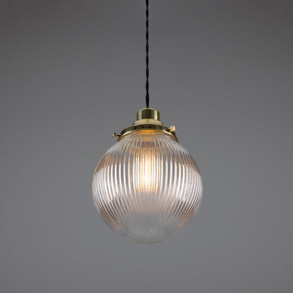 Stanley Small Holophane Glass Globe Pendant Light