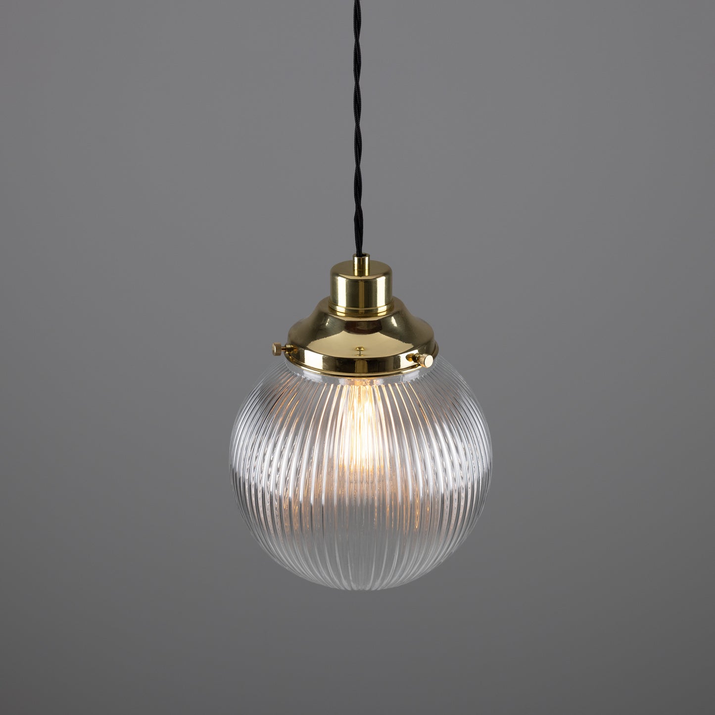 Stanley Small Holophane Glass Globe Pendant Light