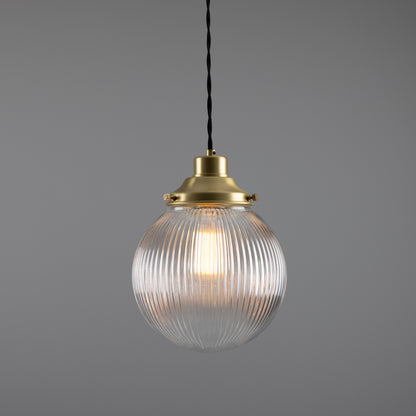 Stanley Small Holophane Glass Globe Pendant Light