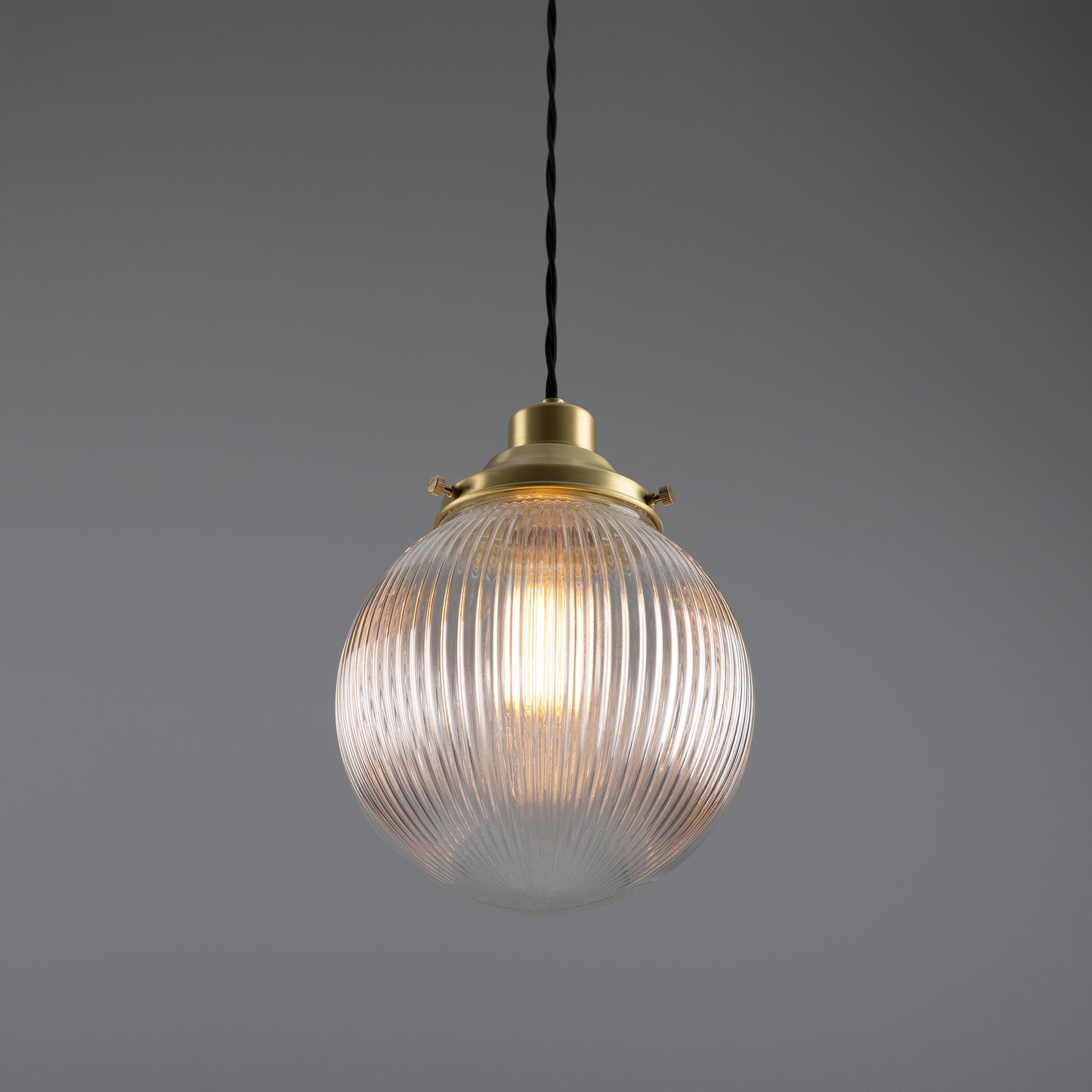 Stanley Small Holophane Glass Globe Pendant Light