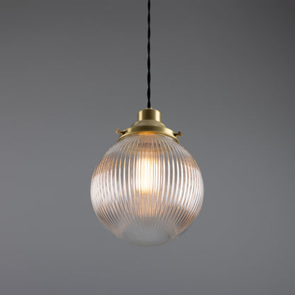 Stanley Small Holophane Glass Globe Pendant Light