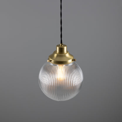 Stanley Small Holophane Glass Globe Pendant Light