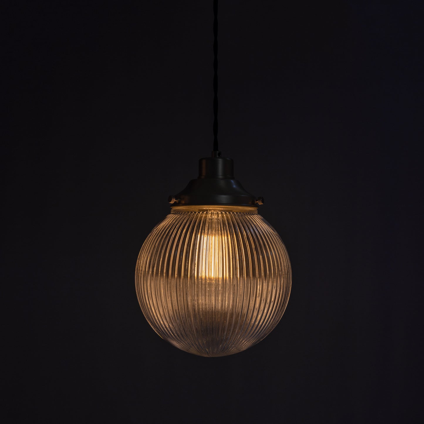 Stanley Small Holophane Glass Globe Pendant Light