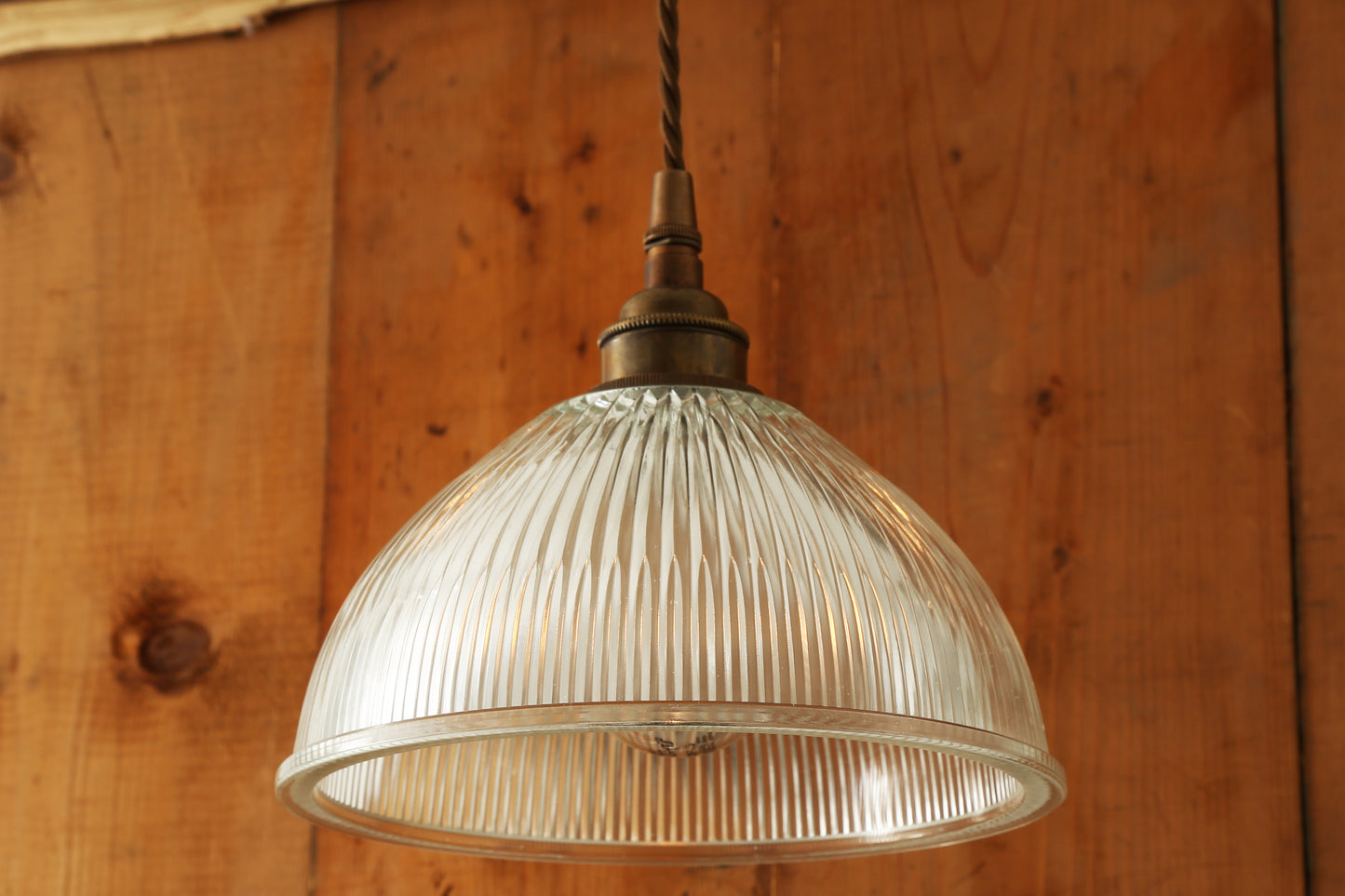 Boston Vintage Holophane Glass Pendant Light