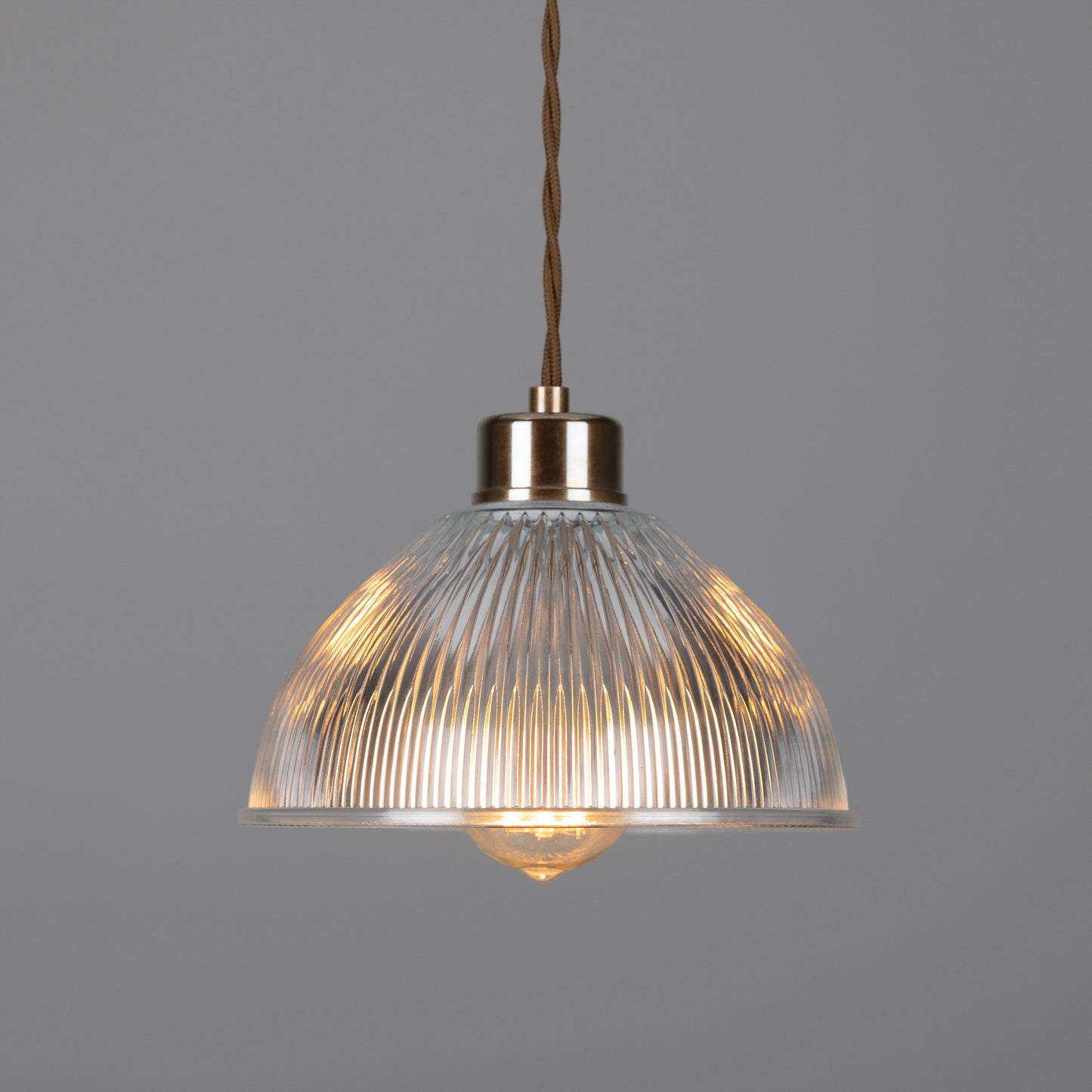 Boston Vintage Holophane Glass Pendant Light