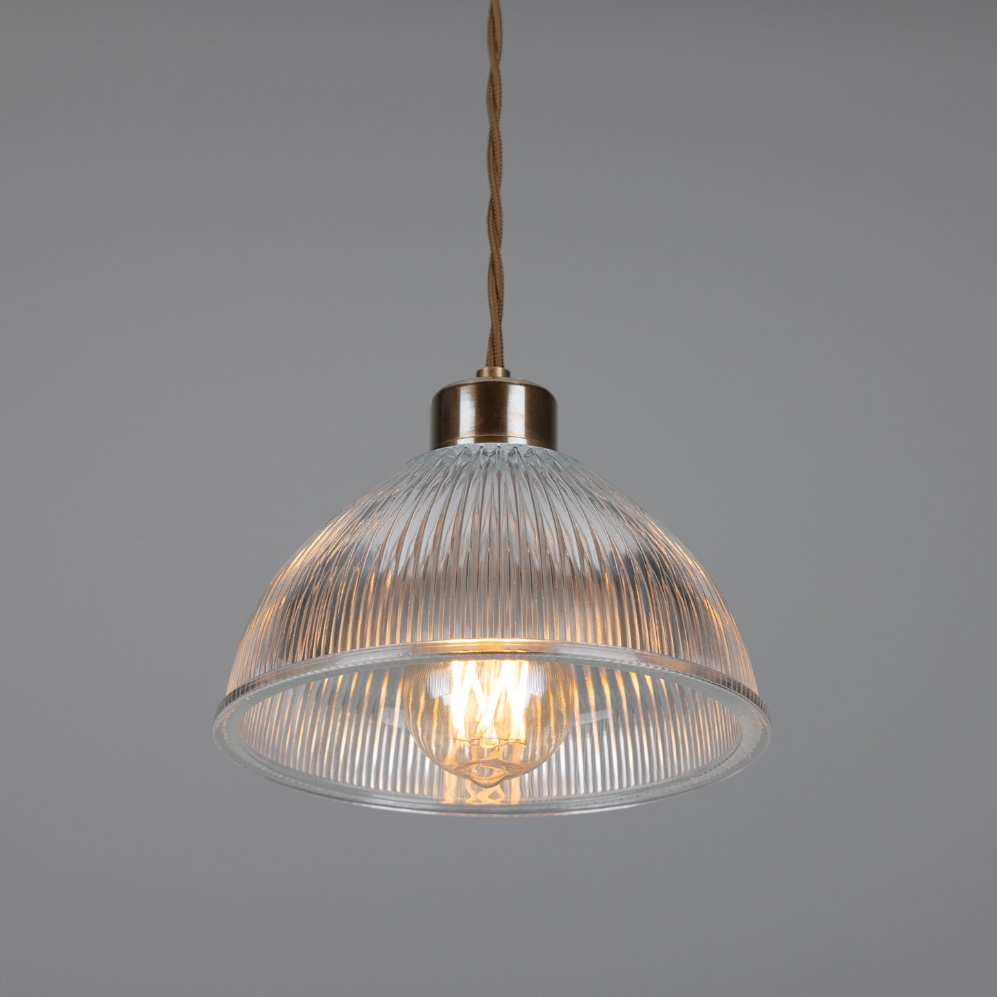 Boston Vintage Holophane Glass Pendant Light