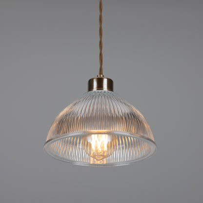 Boston Vintage Holophane Glass Pendant Light