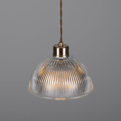 Boston Vintage Holophane Glass Pendant Light