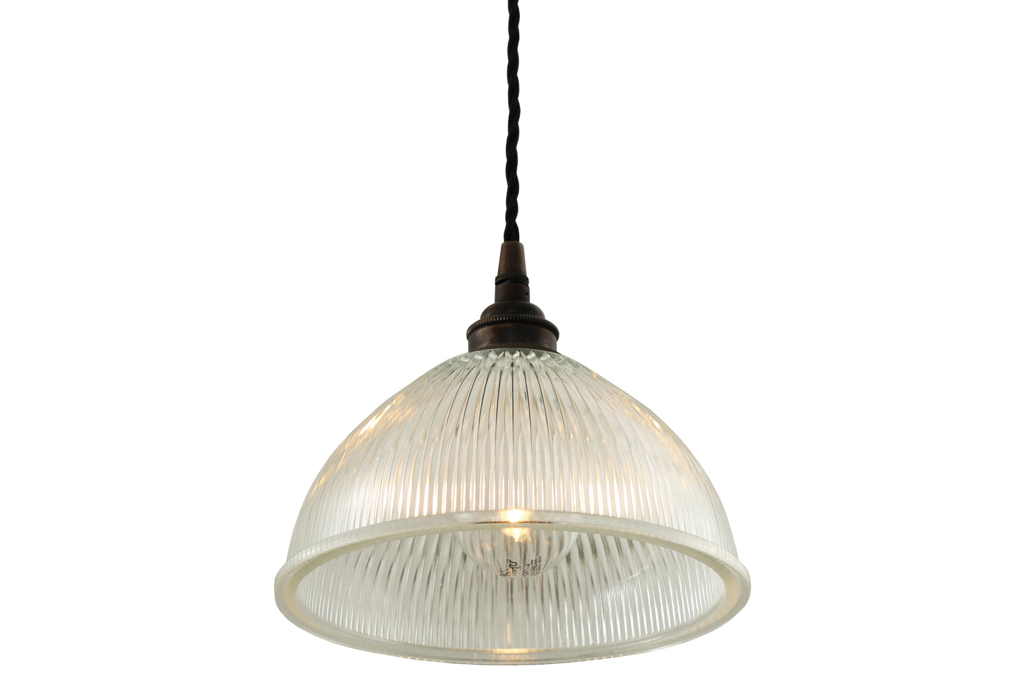 Boston Vintage Holophane Glass Pendant Light