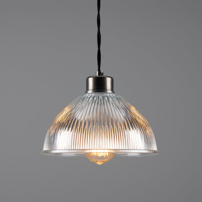 Boston Vintage Holophane Glass Pendant Light