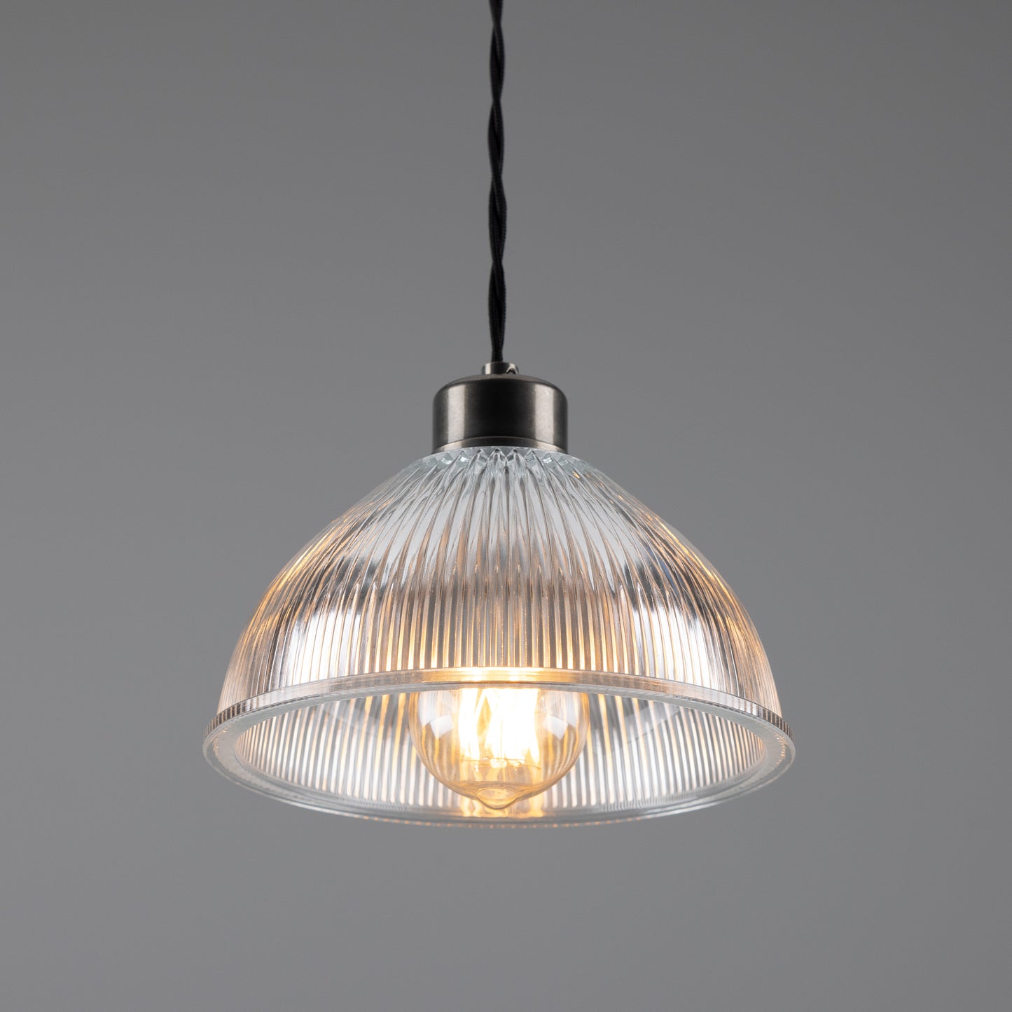 Boston Vintage Holophane Glass Pendant Light