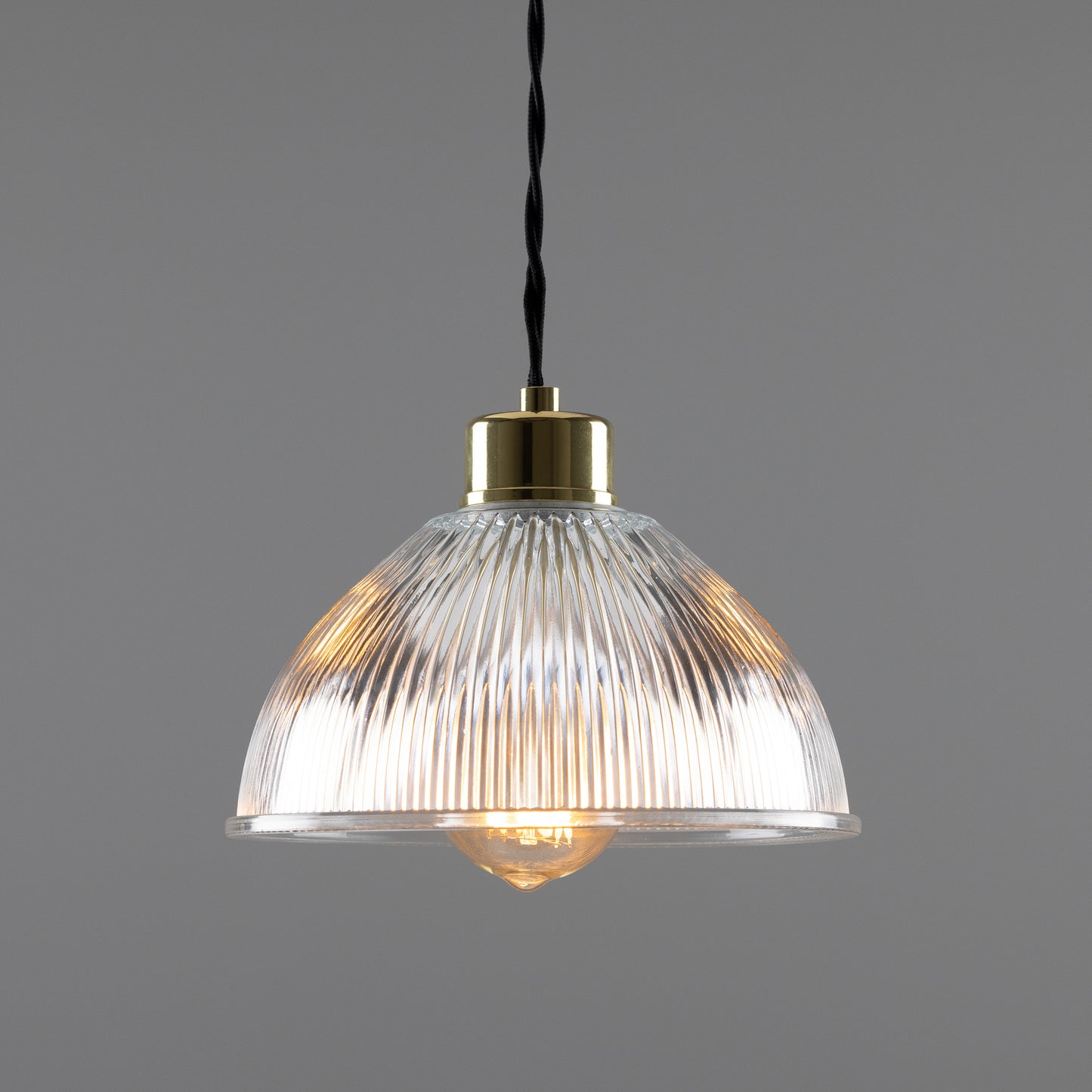 Boston Vintage Holophane Glass Pendant Light