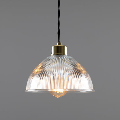 Boston Vintage Holophane Glass Pendant Light