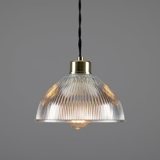 Boston Vintage Holophane Glass Pendant Light